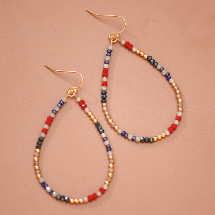 Patriotic Beaded Teardrop Earrings