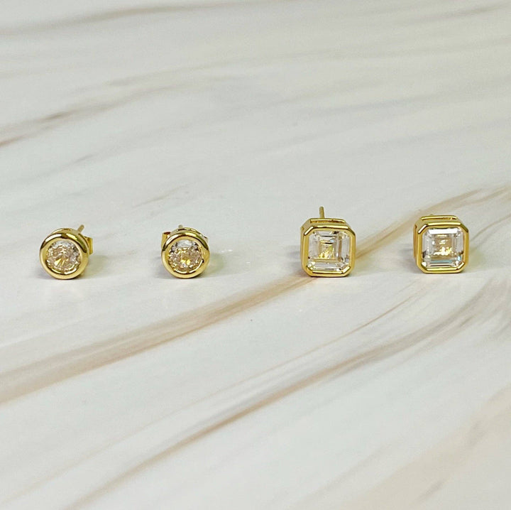 Bella Bezel Stud Earrings Set Of 2