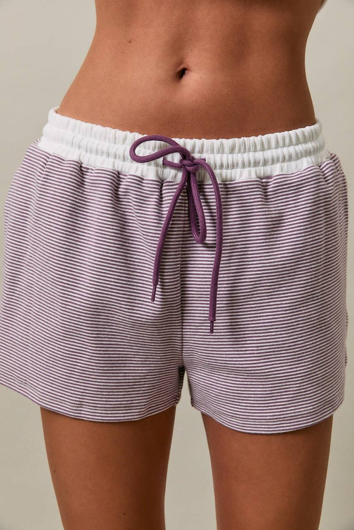 The Sage Cream Stripe Shorts