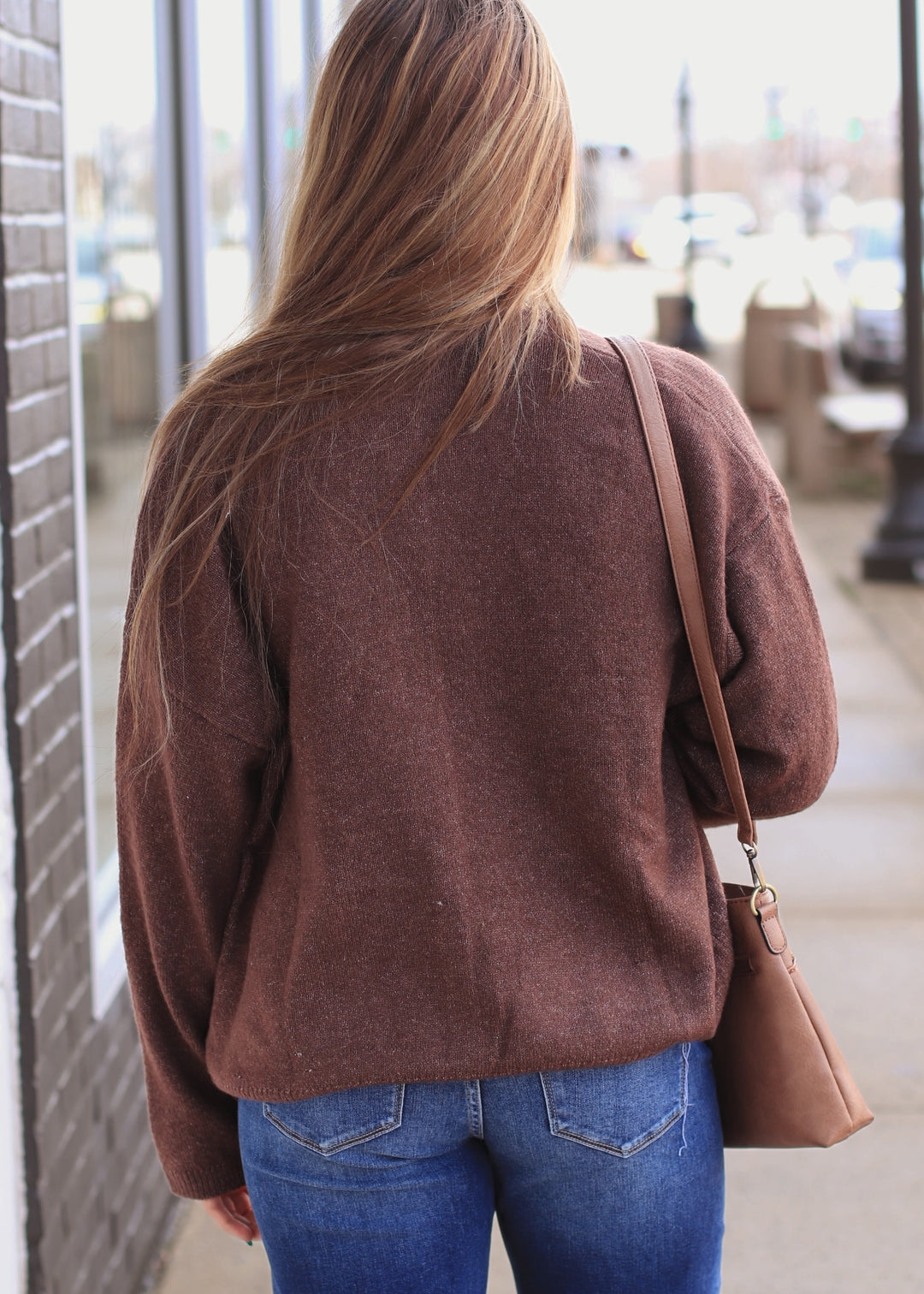 Chocolate Ease Crew Neck Sweater Cardigan