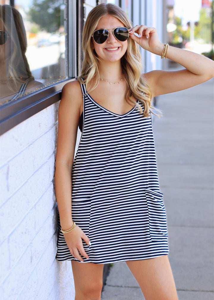 Varsity Stripe Active Romper Dress