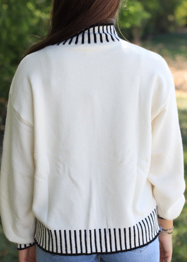 Frost & Ink Ribbed Trim Sweater