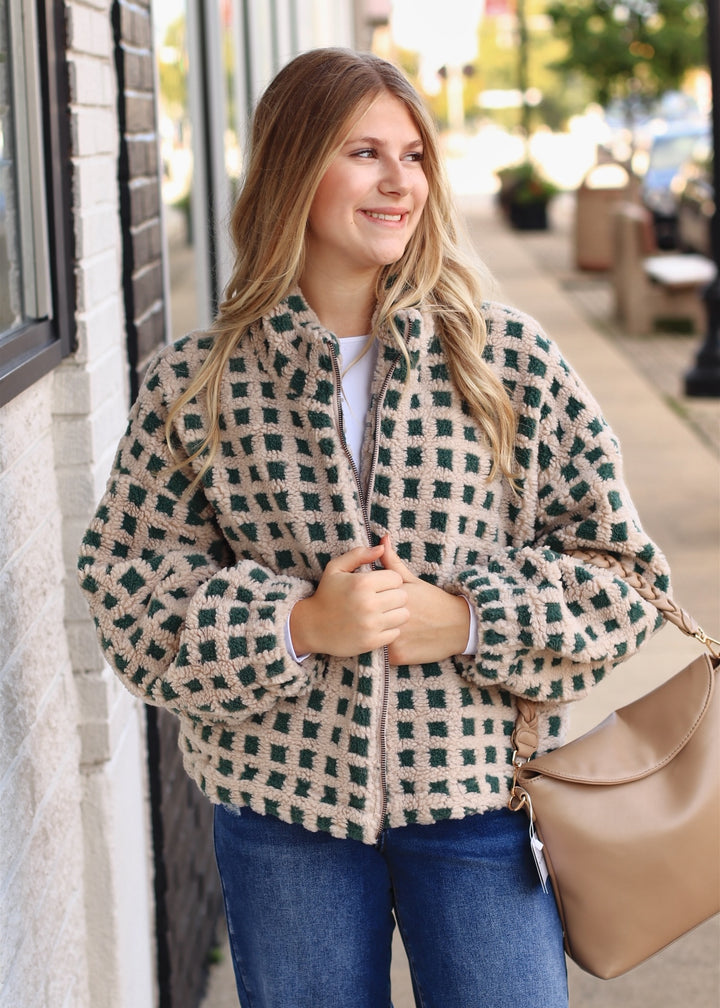 Taupe Multi Fuzzy Sherpa Jacket