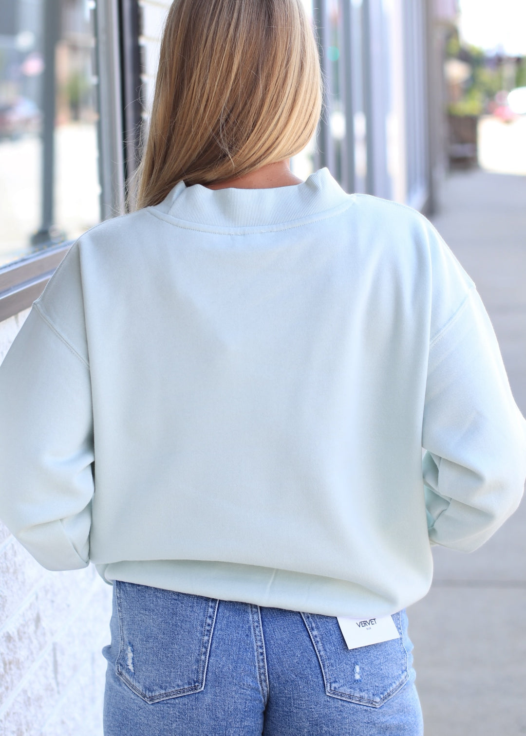 The Lake House Mockneck Sweatshirt in Ice Green