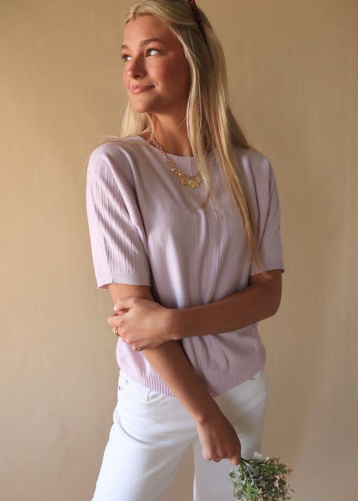 Soft Fine Gauge Short Sleeve Dolman Sweater