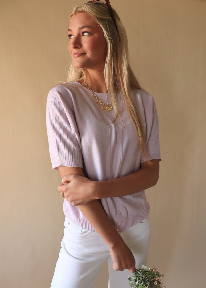 Soft Fine Gauge Short Sleeve Dolman Sweater