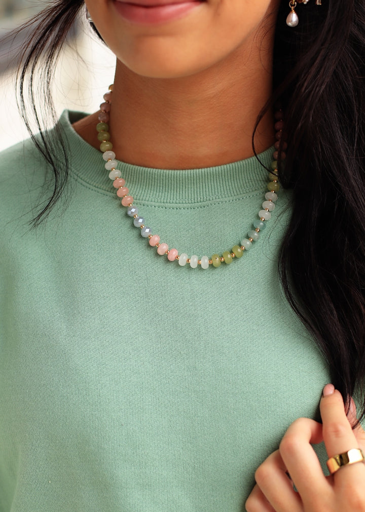 Round Stone Beaded Necklace