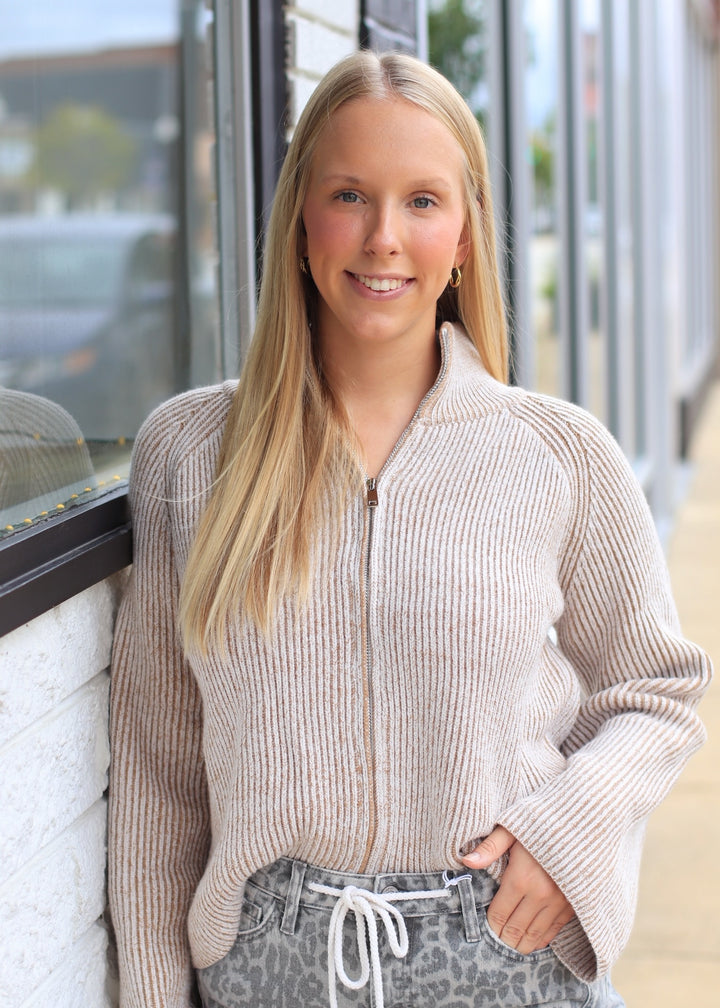 Relaxed Zipper Knit Cadigan
