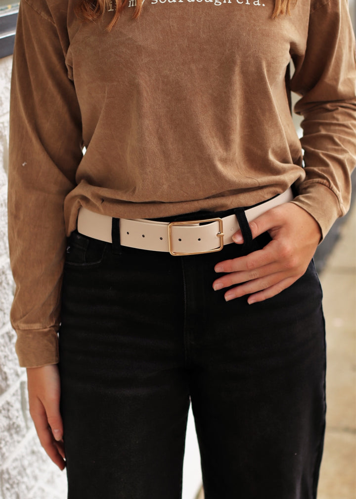 Faux Leather Rectangle Cutout Buckle Fashion Belt