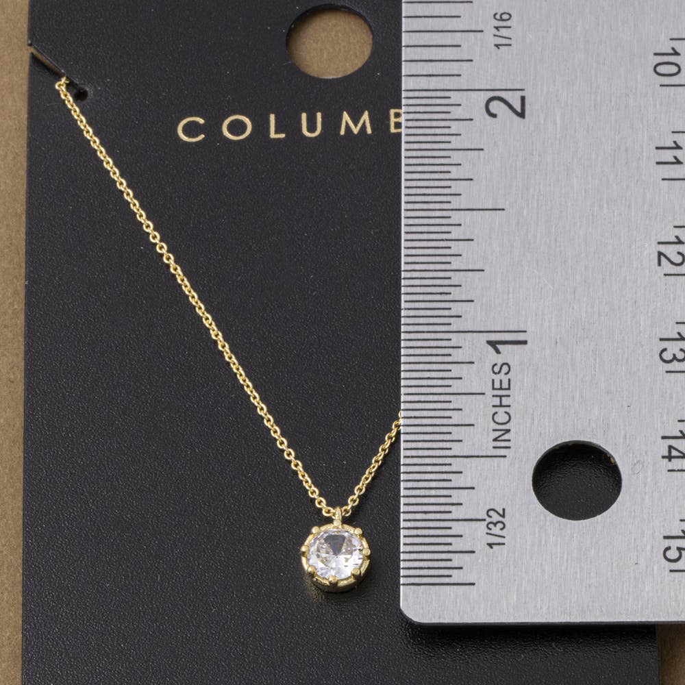 Round Bezel Cz Solitaire Pendant Necklace