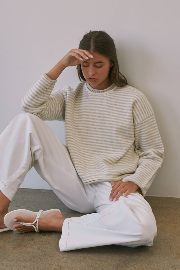 Trina Stripe Contrast Layered Roll Neck Sweater