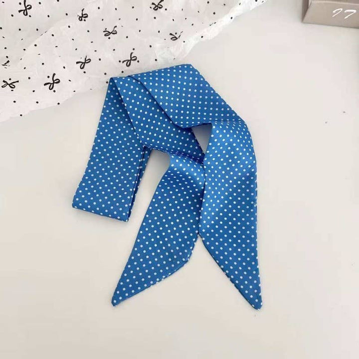 Vintage-Style Skinny Twilly Scarf-Polka Dot &amp; Gingham