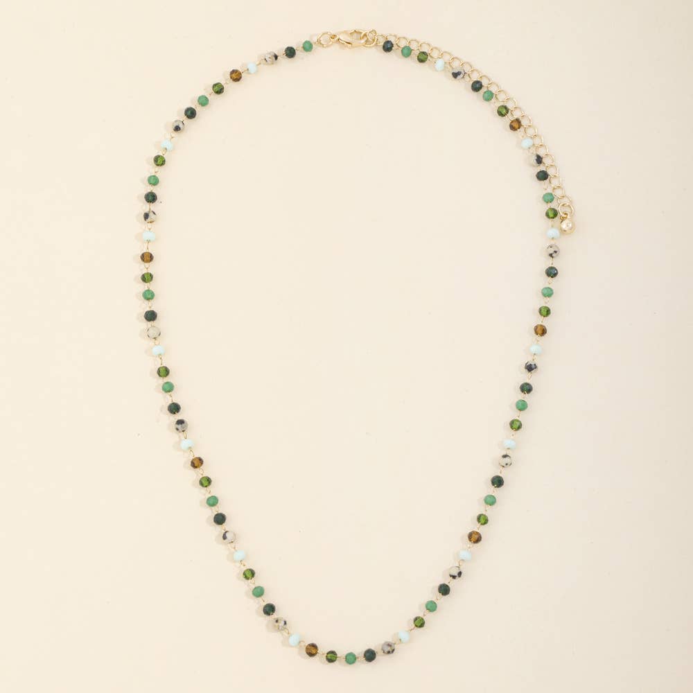 Dainty Faceted Bead Station Chain Necklace