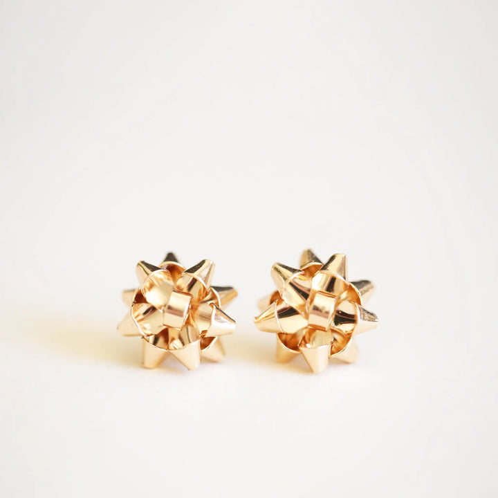 Holiday Bow Earrings in Gold