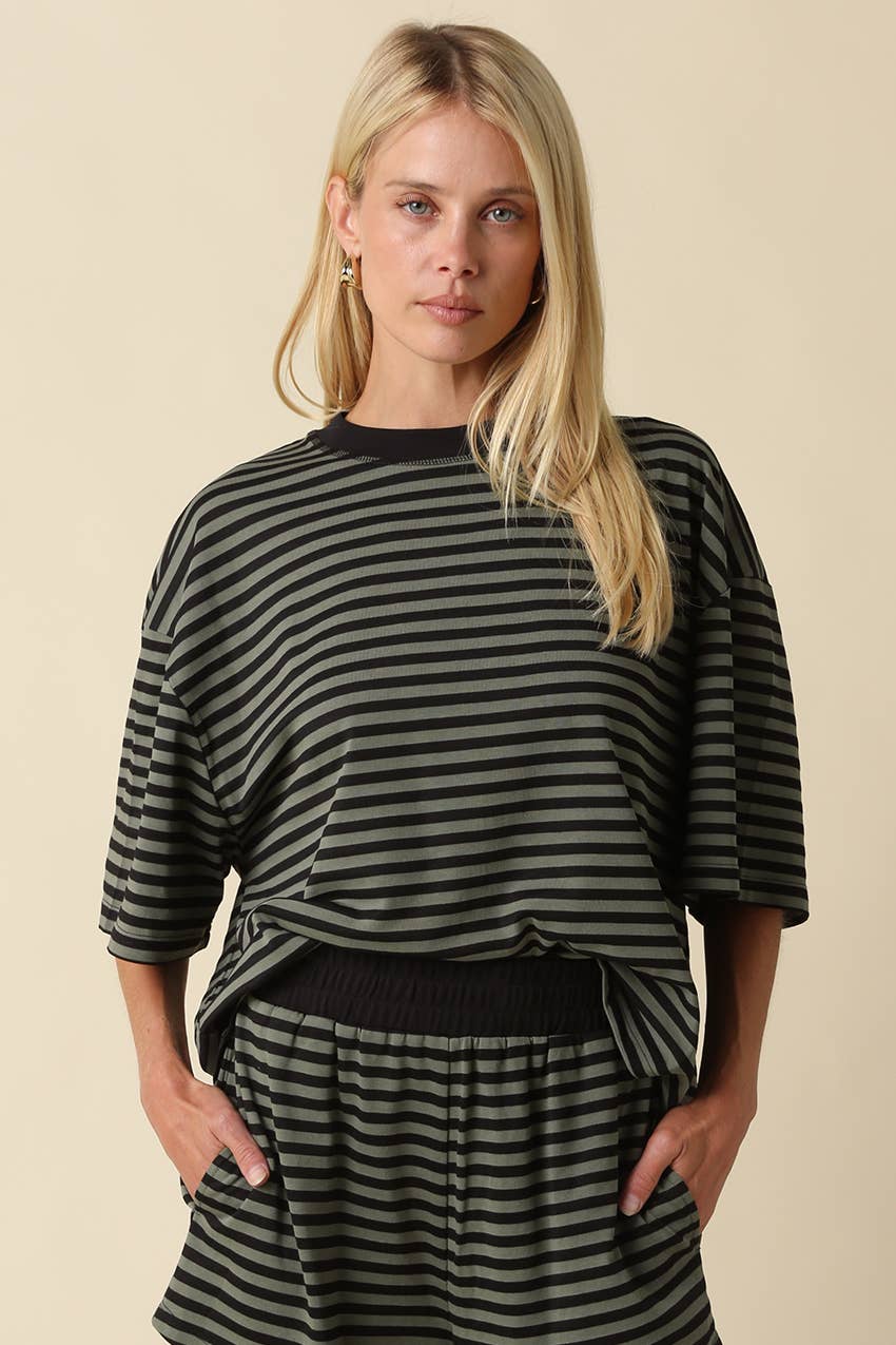 Lena Striped Relaxed-Fit Top