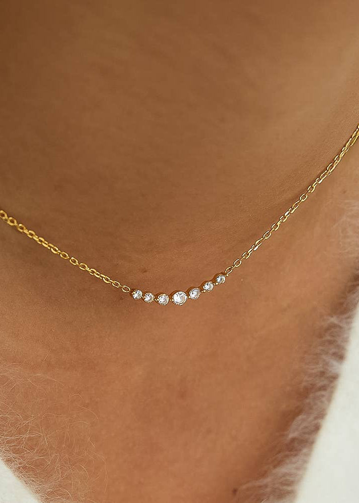 Remmi 18K Gold Non-Tarnish Crystal Station Chain Necklace