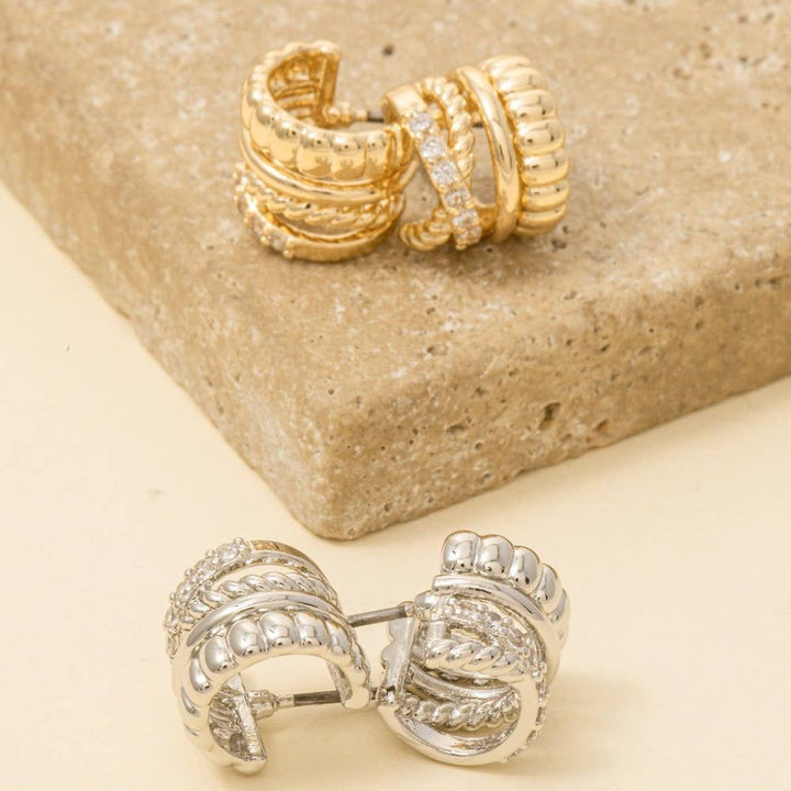 Mini Four Row Hoop Earrings