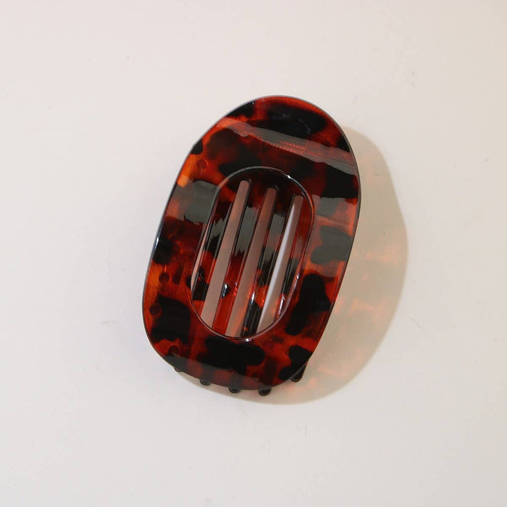 Oval Flat Hair Clip in Dark Coffee