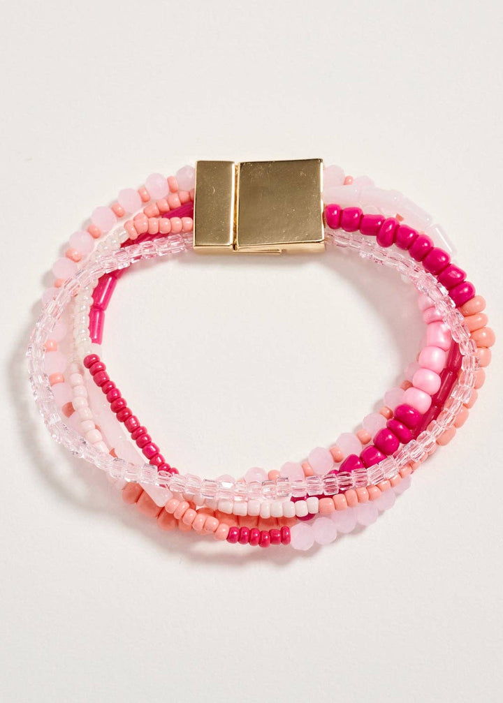 Boho Stack Stretch Bracelet in Pink