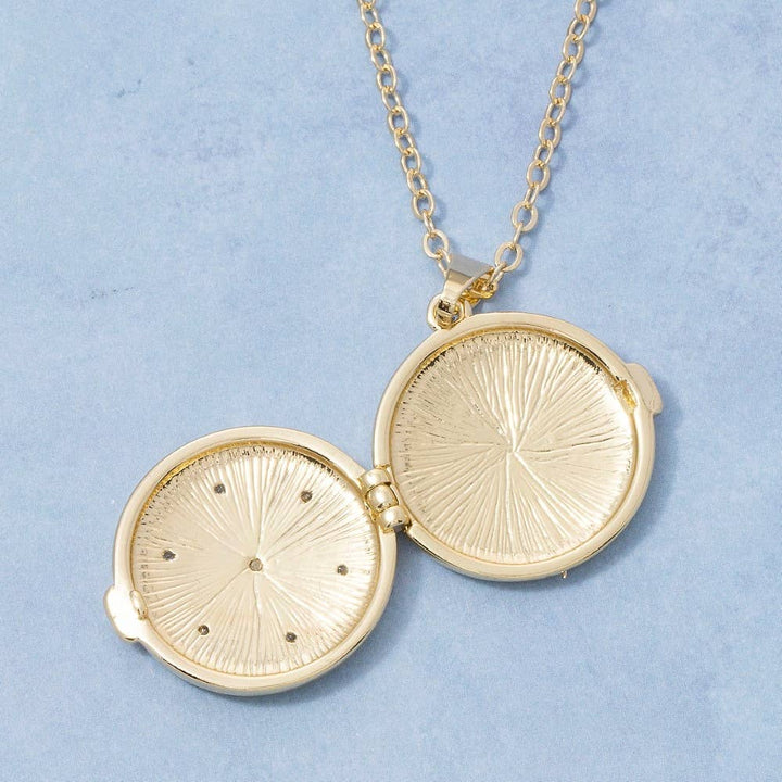 14K Gold Dipped Cz Star Round Locket Necklace