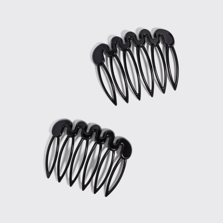 Recycled Plastic French Hair Combs 2pc Set - Black