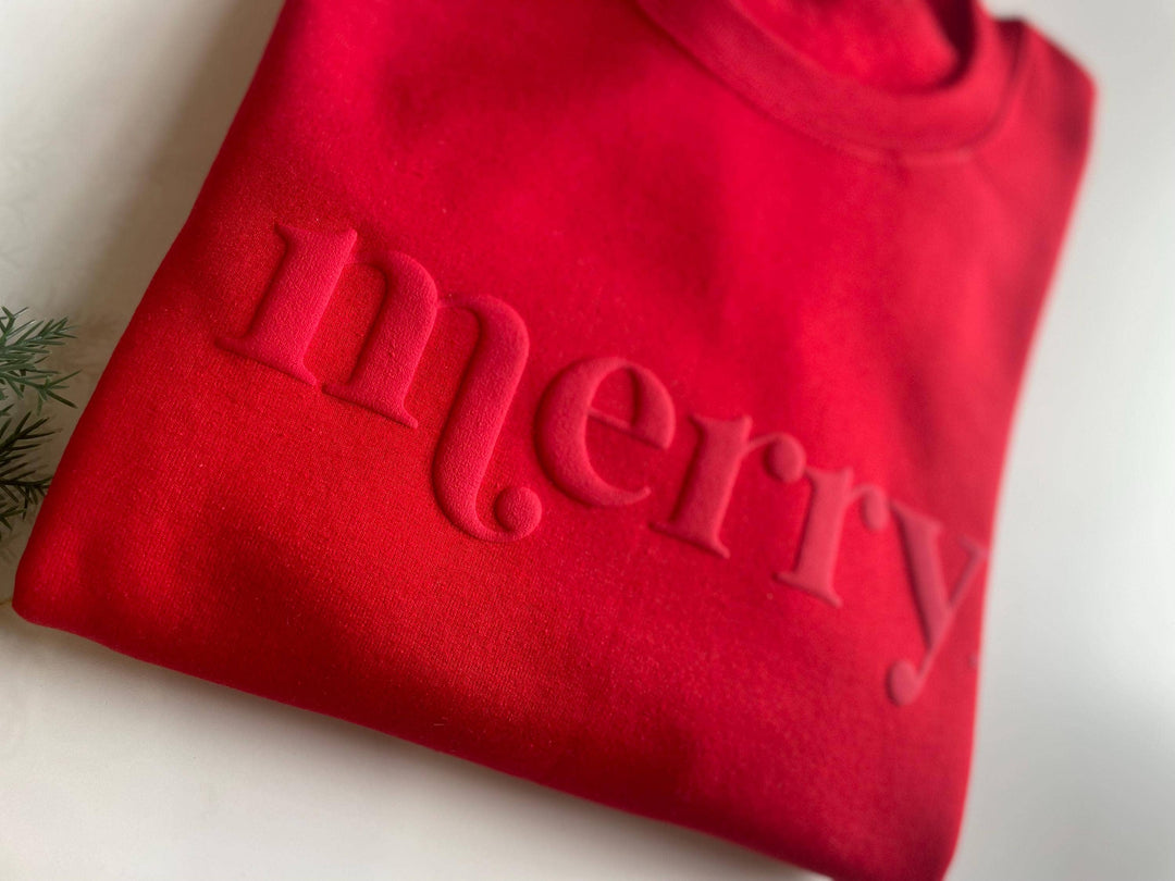 Retro Embossed Merry Sweatshirt
