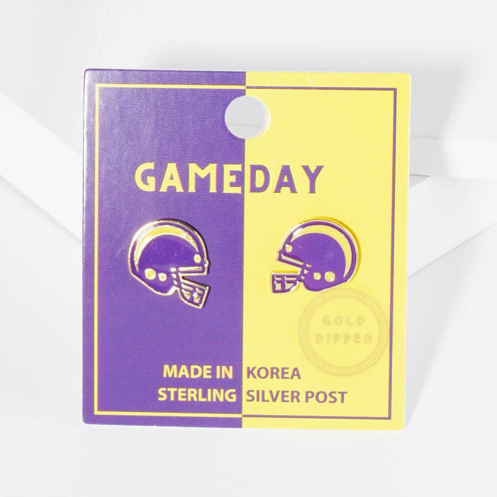 CLEARANCE FINAL SALE  Enamel Football Helmet Stud Earrings