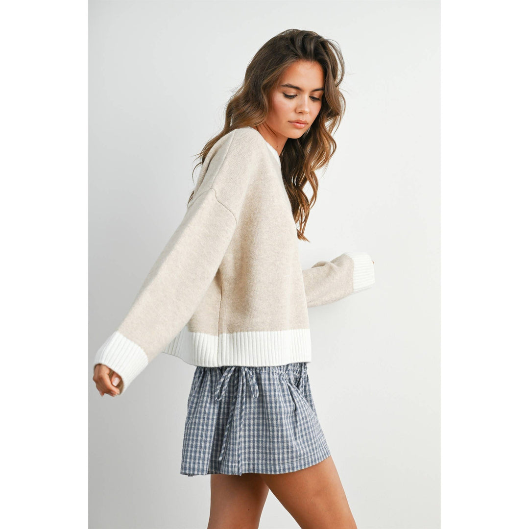 Cozy Contrast Trim Sweater