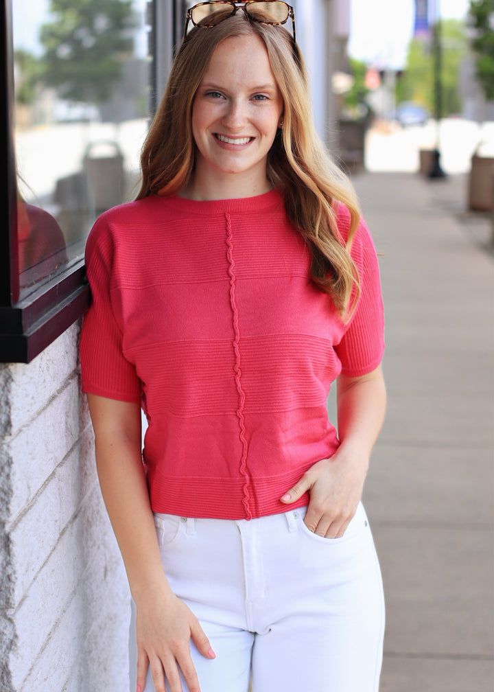 RESTOCK Fuchsia Soft Fine Gauge Elbow Dolman Top