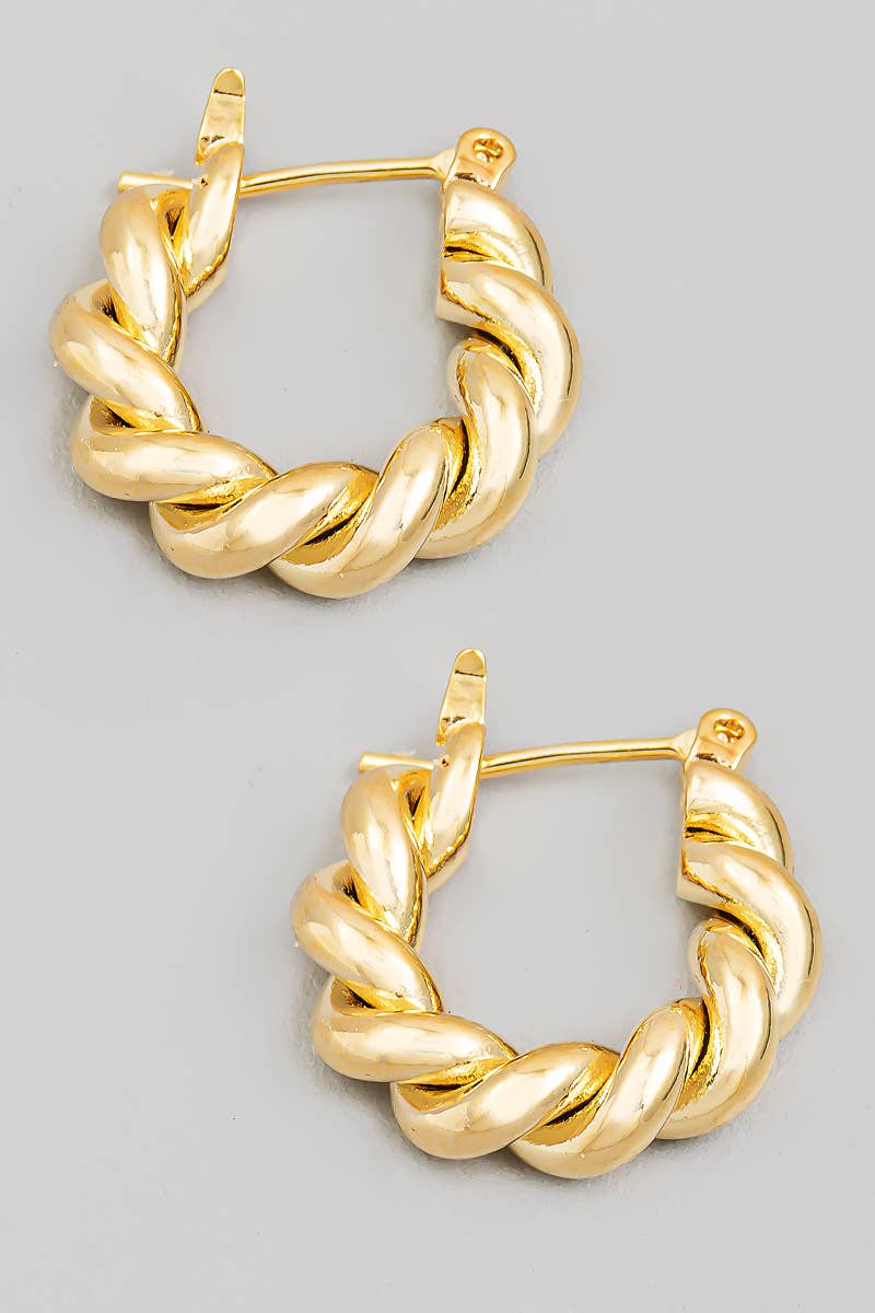 Mini Circle Twist Latch Hoop Earrings