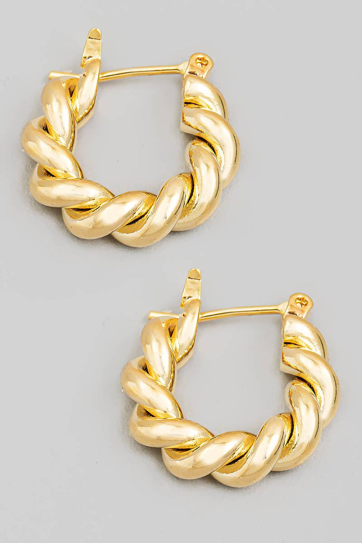Mini Circle Twist Latch Hoop Earrings