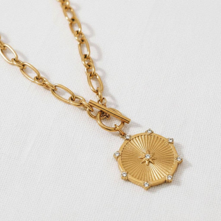 Gold Starburst Pendant Necklace