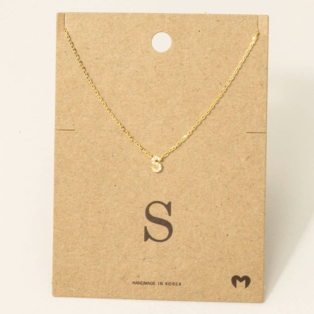 Mini Rhinestone Initial Necklace