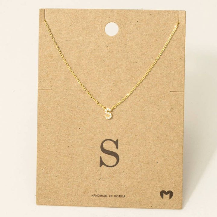 Mini Rhinestone Initial Necklace