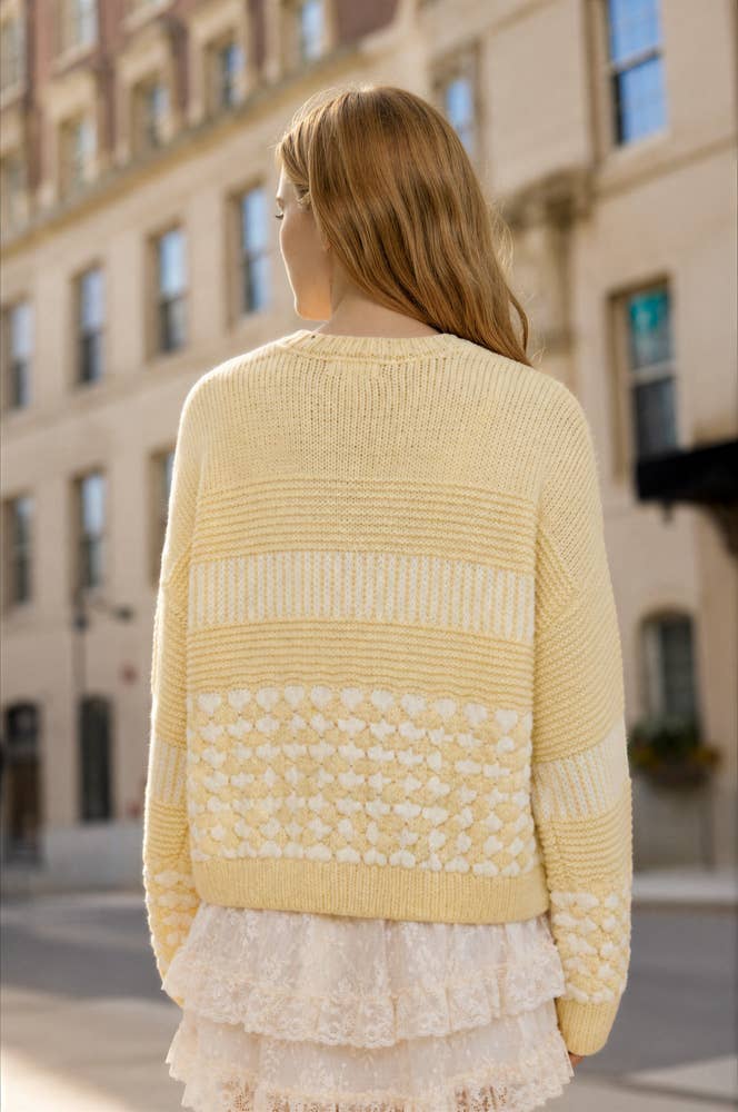 Butter Yellow Contrast Stripe Cardigan