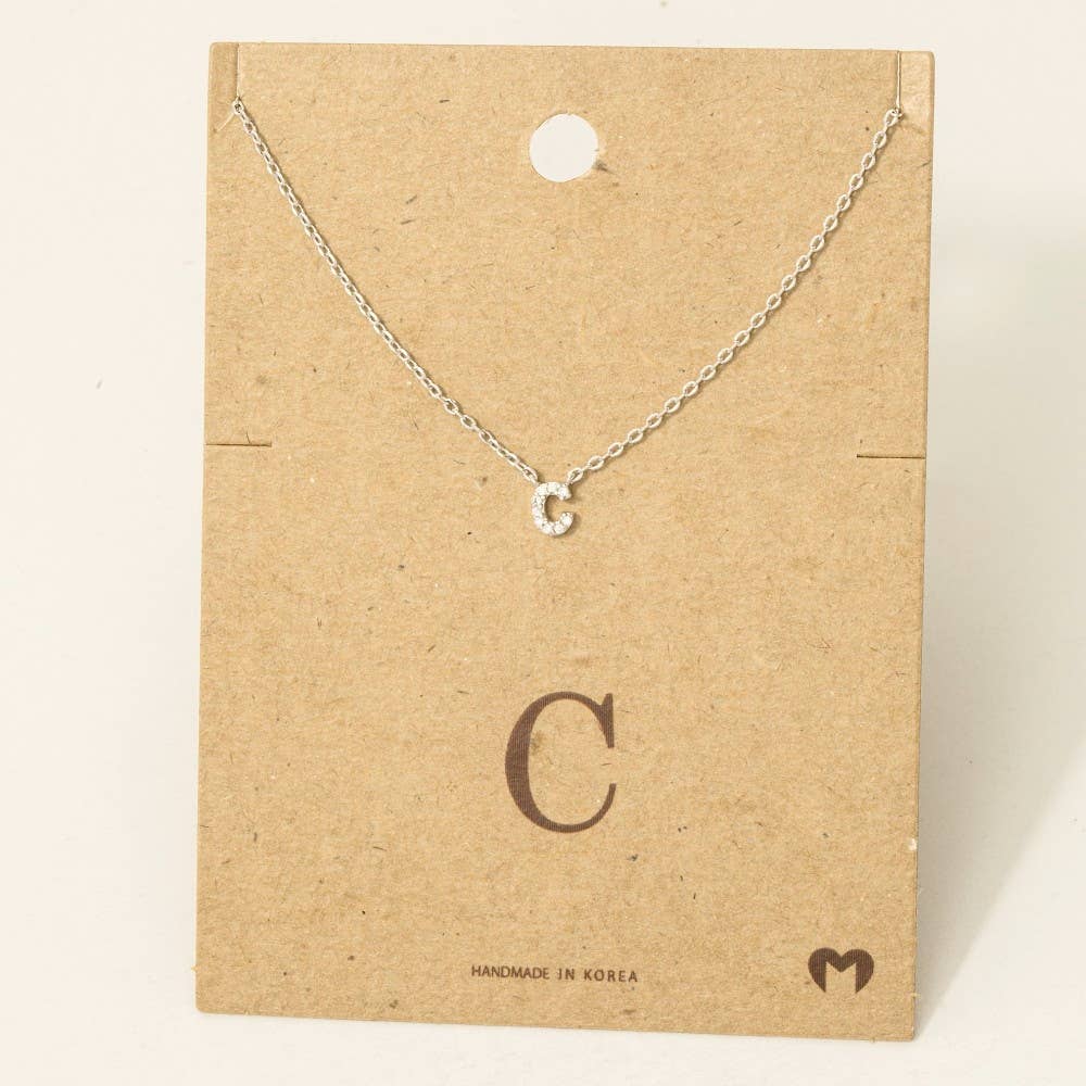 Mini Rhinestone Initial Necklace