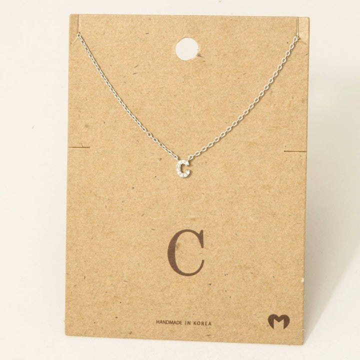 Mini Rhinestone Initial Necklace