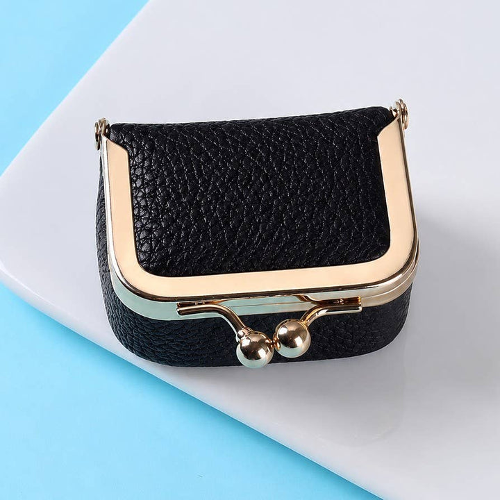 Mini Pebbled LEather Kiss Lock Travel Jewelry Box