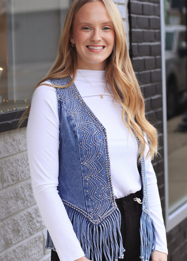 Desert Daze Fringe Denim Vest