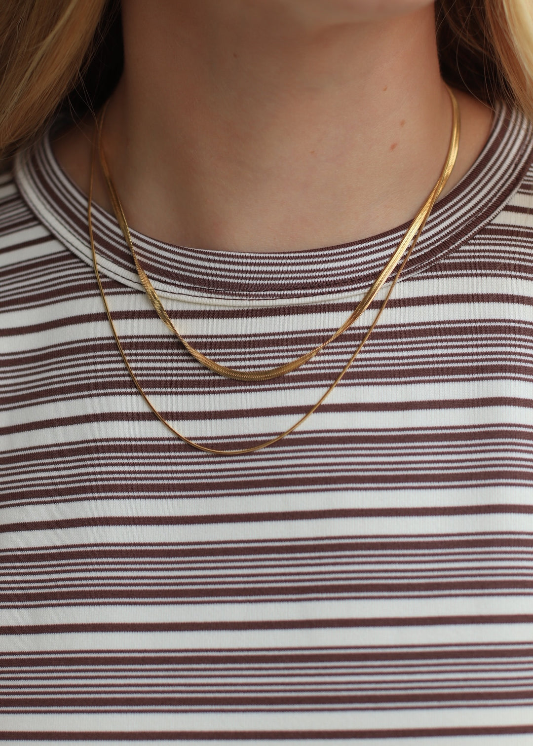 Mila Stripe Baby Tee in Cream &amp; Brown