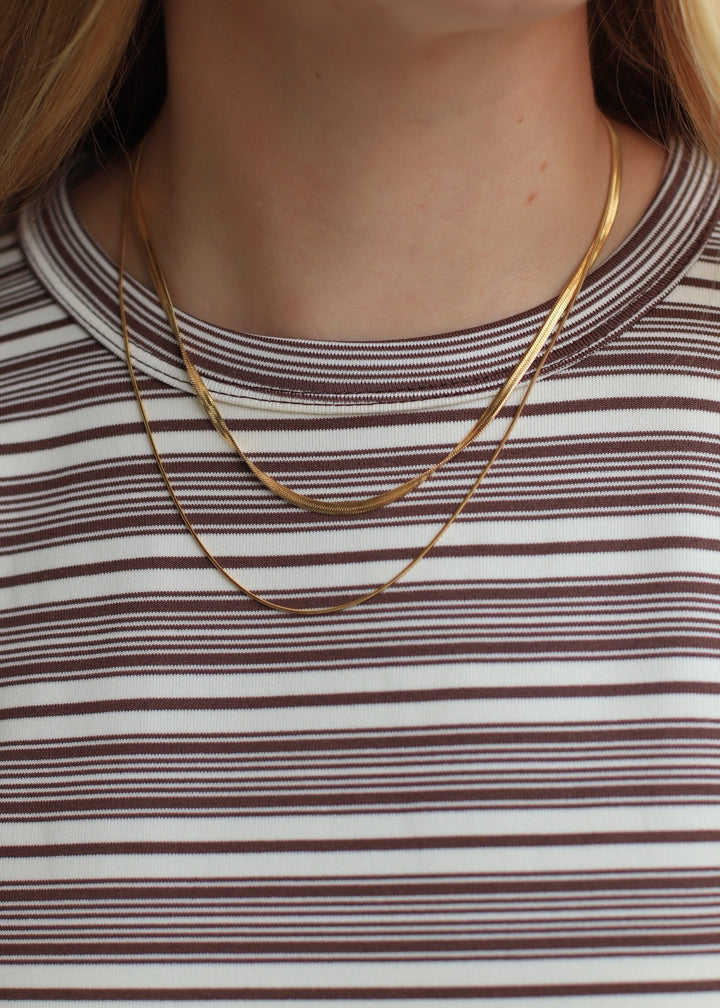 Mila Stripe Baby Tee in Cream &amp; Brown