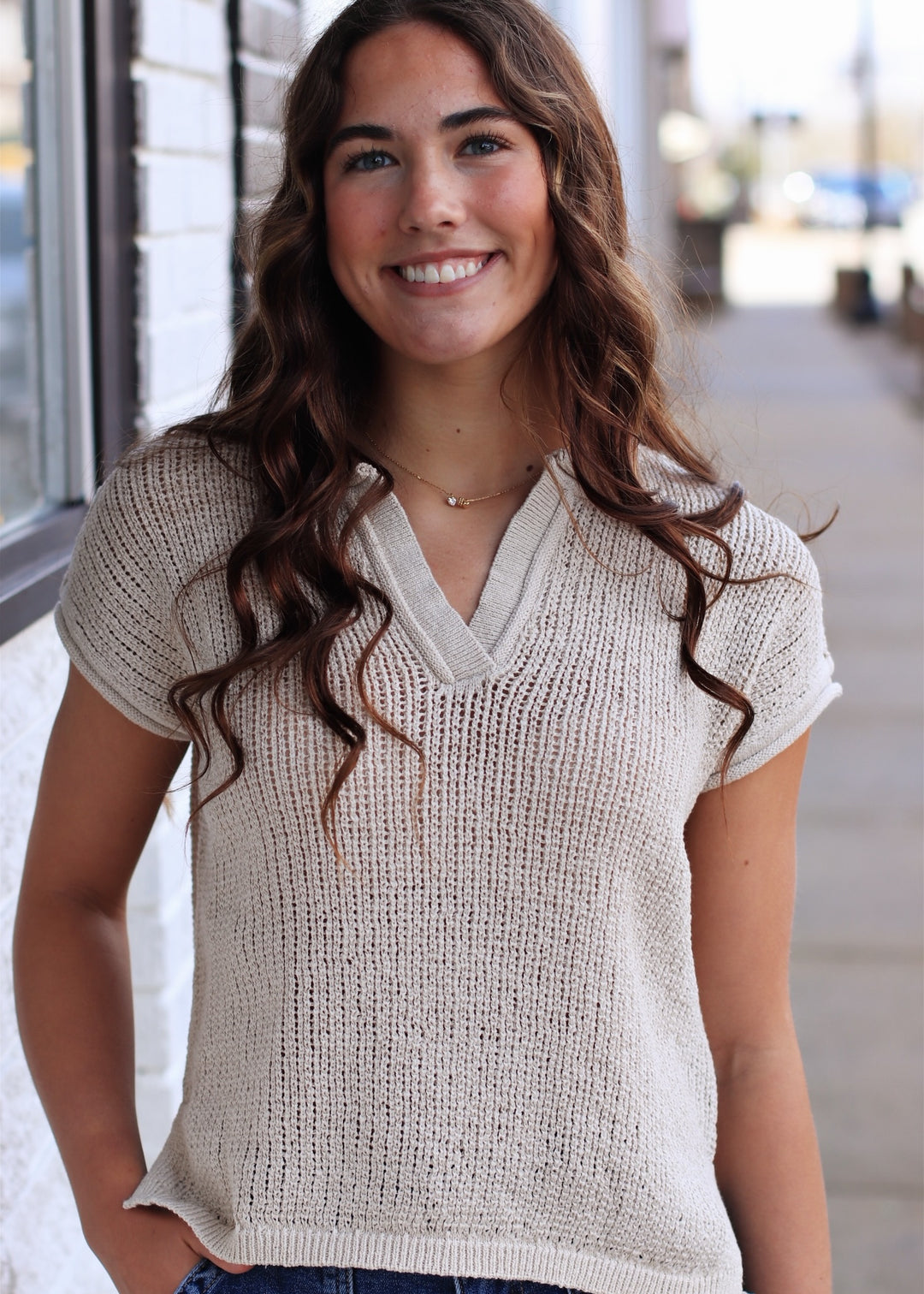 RESTOCK The Airy Knit Top in Natural
