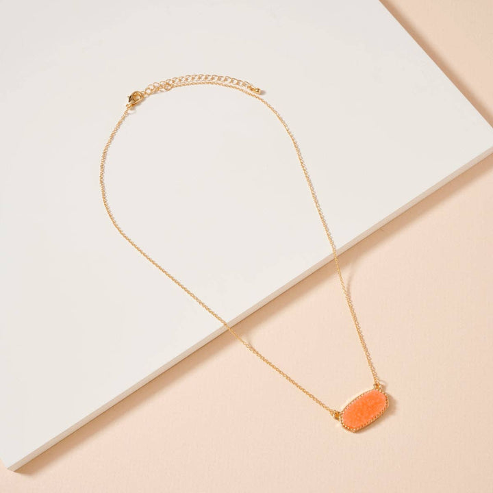 Pink Stone Charm Necklace