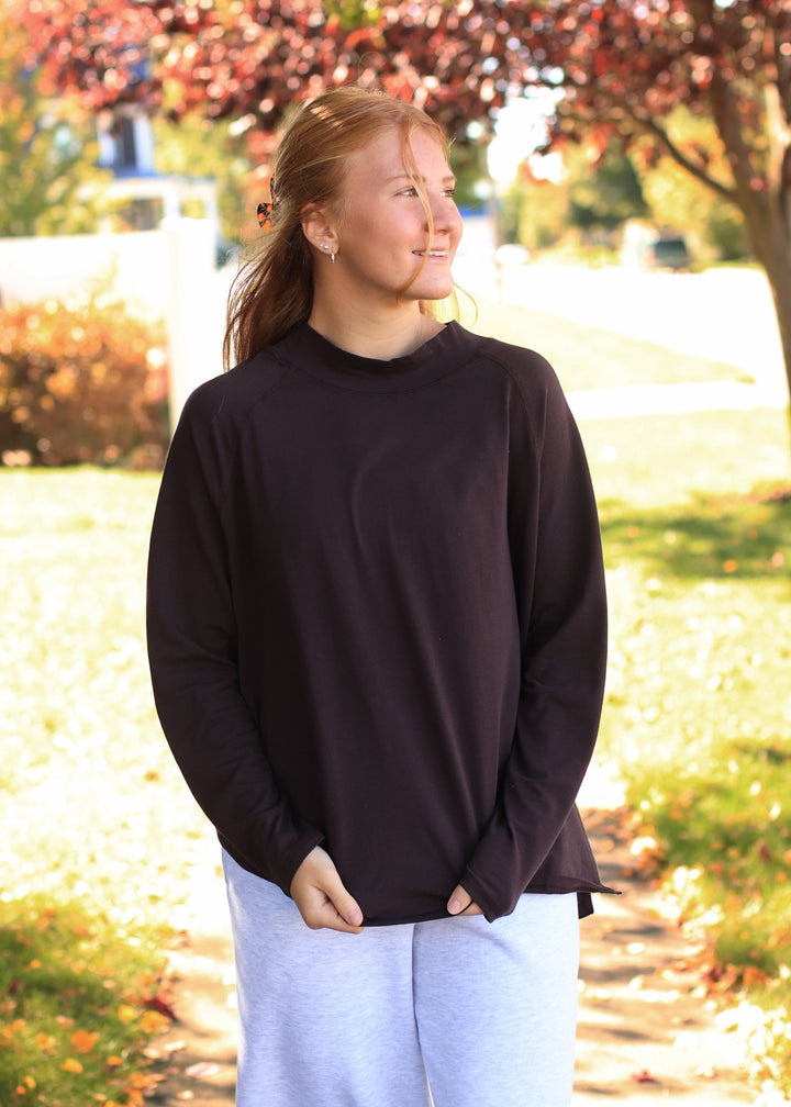 Pima Cotton Mock-Neck Raglan Tunic