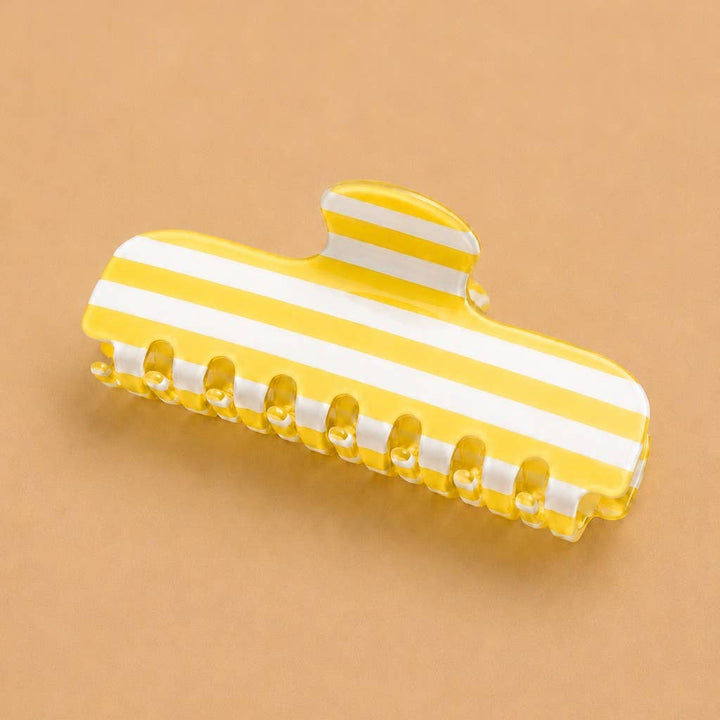 Retro Striped Rectangle Hair Claw Clip