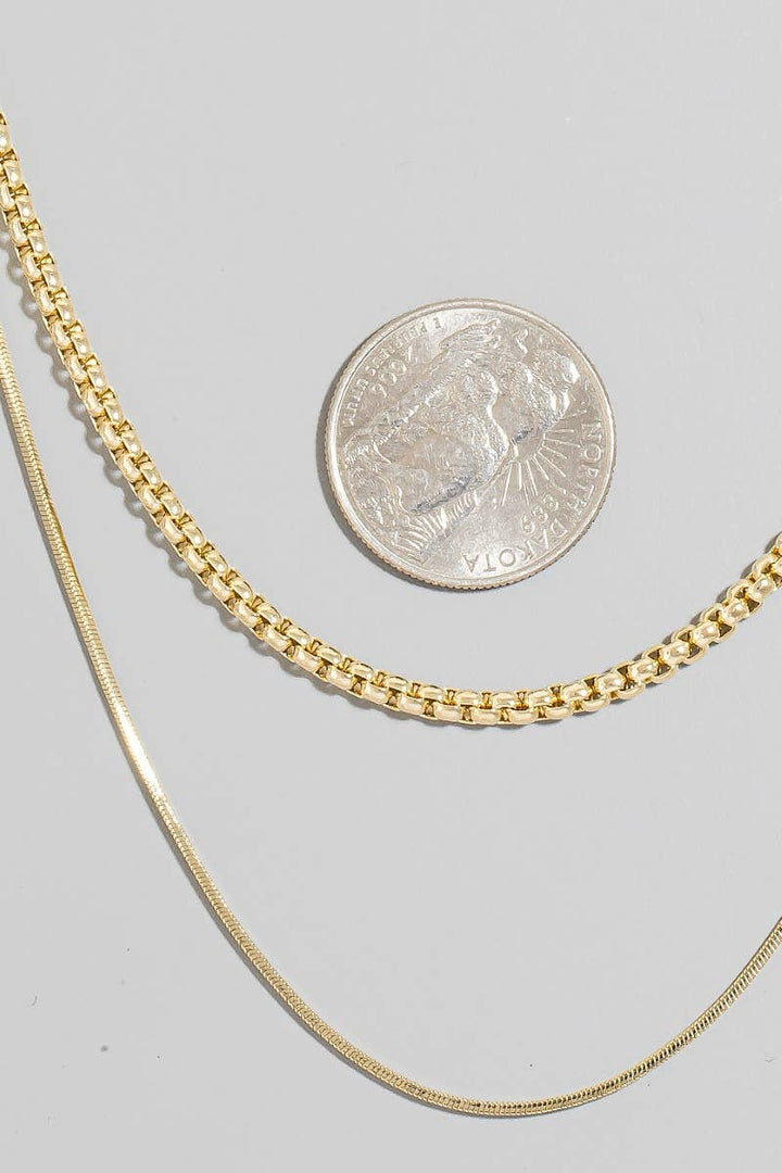 Box And Snake Chain Layered Necklace