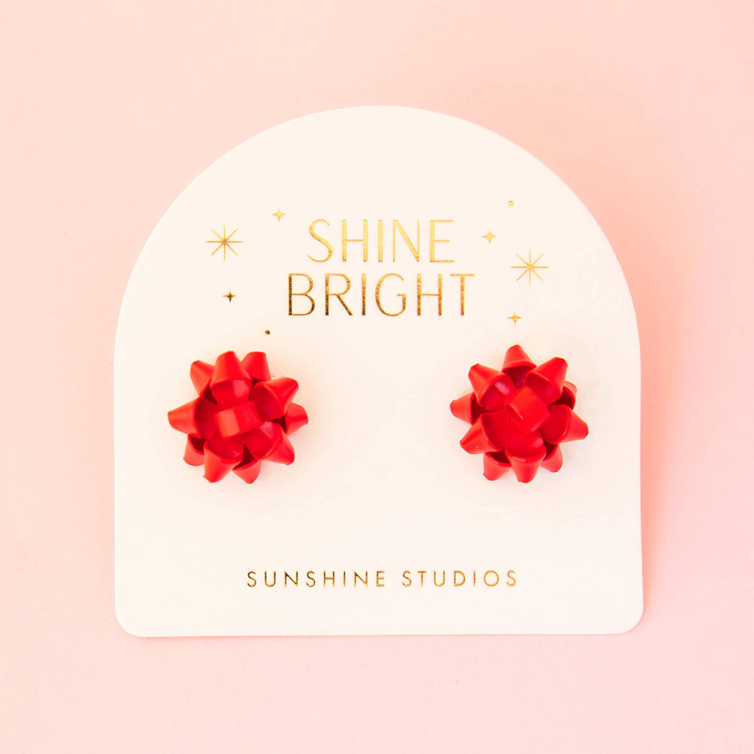 Holiday Bow Earrings in Red