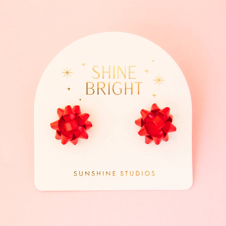 Holiday Bow Earrings in Red