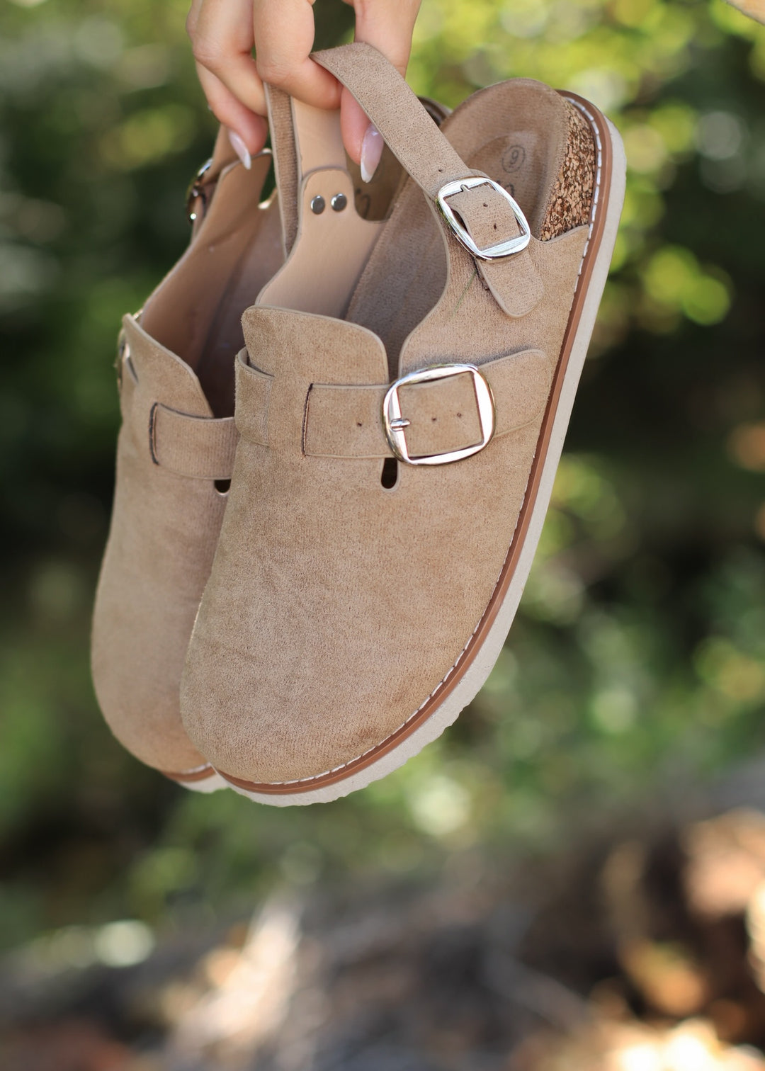 Slingback Clogs in Taupe