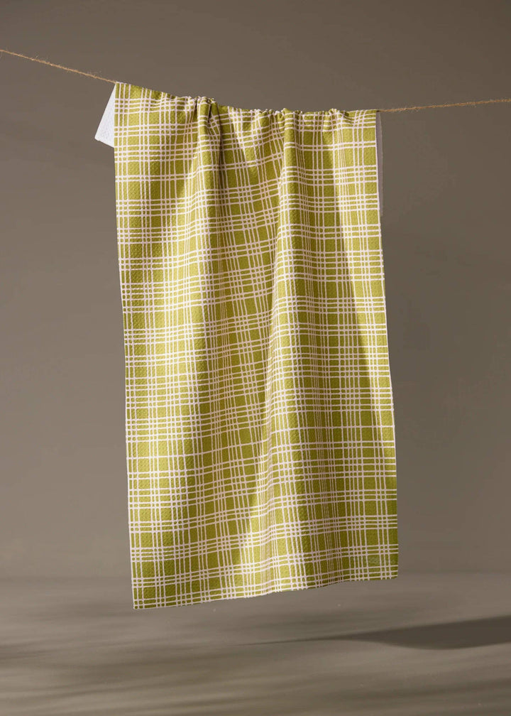 Orchard Plaid Green Tea Towel